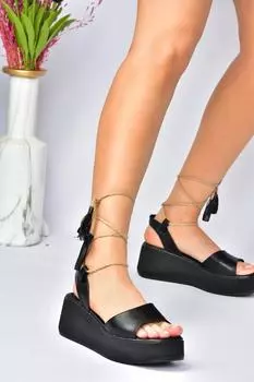 Черные женские сандалии с ремешком на щиколотке на толстой подошве Fox Shoes, черный