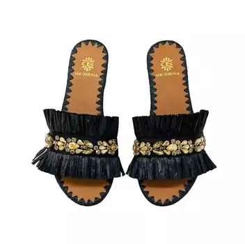 Черные женские сандалии Semira из рафии De Siena, черный