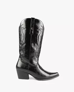 Черные женские сапоги в ковбойском стиле с золотым логотипом Lola Casademunt, черный
