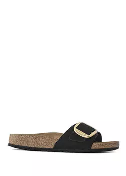 Черные женские тапочки madrid с большой пряжкой Birkenstock