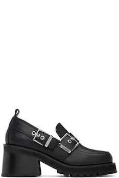 Черные женские туфли-лоферы на платформе с пряжкой GANNI