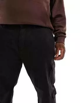 Черные жесткие джинсы карго прямого кроя DTT Plus Don't Think Twice