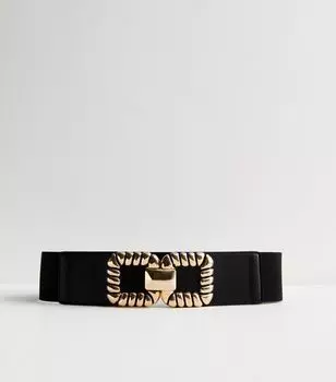 Черный эластичный ремень с квадратной пряжкой New Look, черный