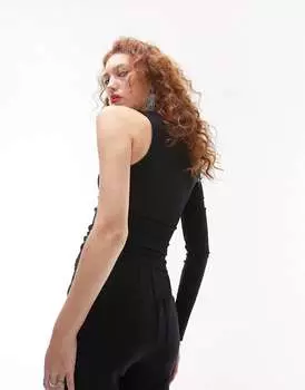 Черный асимметричный топ на одно плечо Topshop