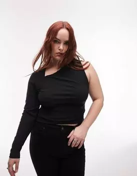 Черный асимметричный топ на одно плечо Topshop