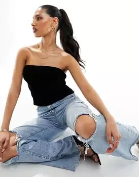Черный бархатный корсет-бандо ASOS DESIGN