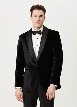 Черный бархатный пиджак-смокинг Network
