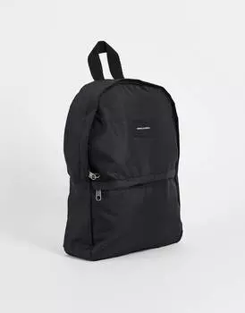 Черный базовый нейлоновый рюкзак с карманом на молнии ASOS DESIGN - BLACK