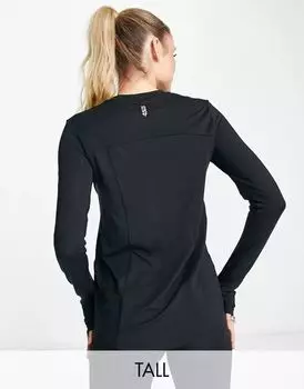 Черный беговой топ с длинными рукавами ASOS Tall Icon
