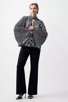 Черный/Белый папоротник ари плиссированный топ ella French Connection, бежевый