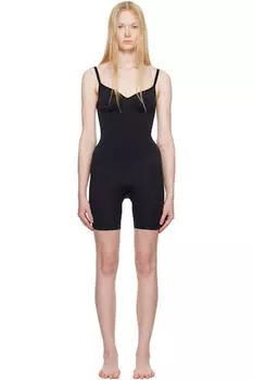 Черный бесшовный боди Sculpt до середины бедра SKIMS