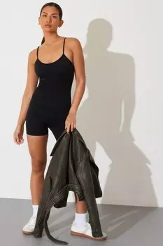 Черный бесшовный комбинезон QUIZ Clothing