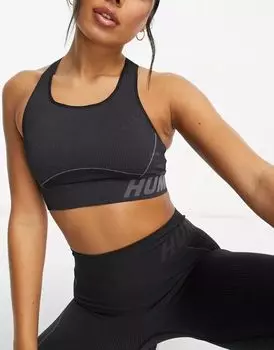 Черный бесшовный спортивный бюстгальтер Hummel Christel