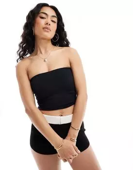 Черный бесшовный топ-бандо ASOS DESIGN
