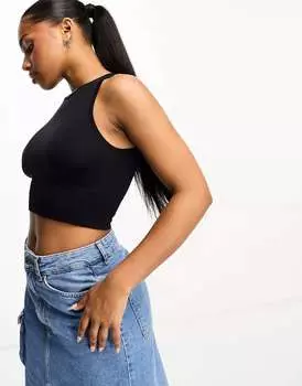 Черный бесшовный топ с открытой спиной Monki