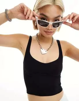 Черный бесшовный укороченный топ Free People Meg