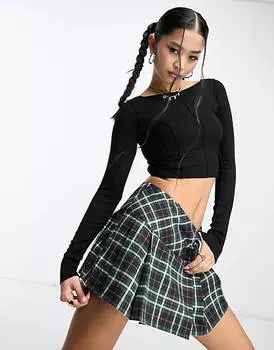 Черный бесшовный укороченный топ Stradivarius STR
