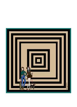 Черный бежевый шелковый шарф poco loco Un Poco