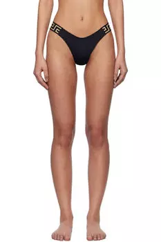 Черный бикини-низ с узором «грека» Versace Underwear
