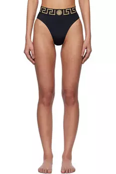 Черный бикини с завышенной талией и отделкой в стиле грека Versace Underwear