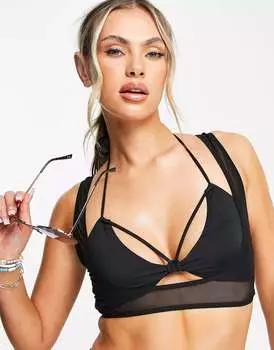 Черный бикини-топ из сетчатой ткани ASYOU