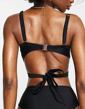 Черный бикини-топ с запахом и запахом Ivory Rose Fuller Bust