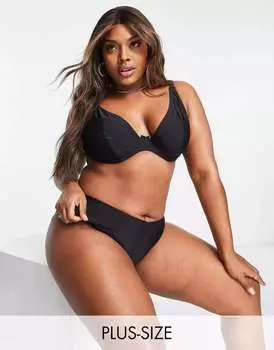 Черный бикини-топ с завышенной талией Ivory Rose Curve