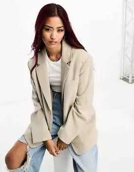 Черный блейзер оверсайз Pull&Bear