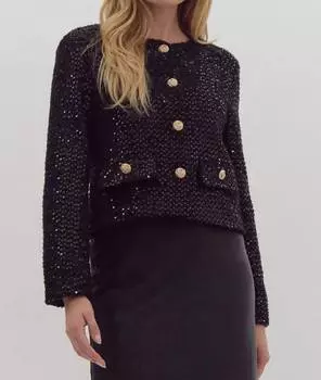 Черный блейзер с пайетками entro