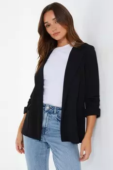 Черный блейзер с присборенными рукавами QUIZ Clothing