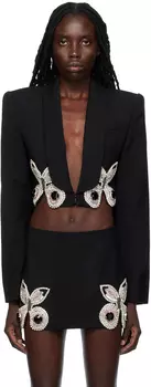 Черный блейзер с вышивкой AREA