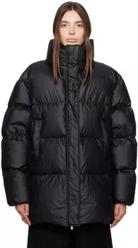 Черный блестящий пуховик Recto