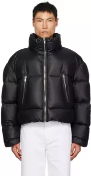 Черный блестящий пуховик Recto