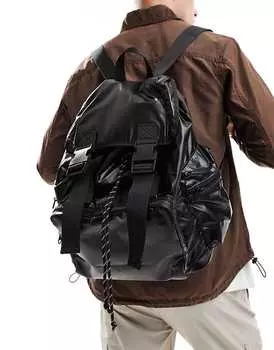 Черный блестящий рюкзак ASOS DESIGN