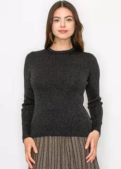 Черный блестящий трикотажный топ в рубчик Yal New York