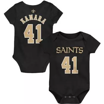 Черный боди для младенцев Alvin Kamara New Orleans Saints Mainliner с именем и номером игрока Outerstuff