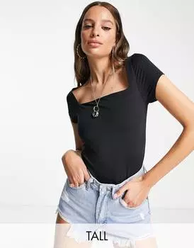 Черный боди с короткими рукавами Topshop Tall