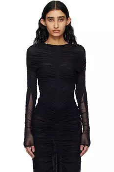 Черный боди с оборками Mugler