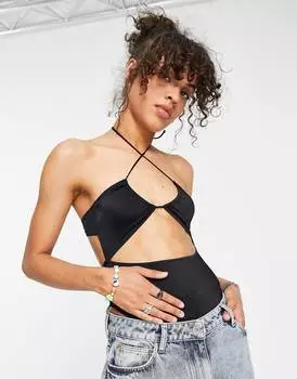 Черный боди с вырезами ASOS DESIGN Ciara