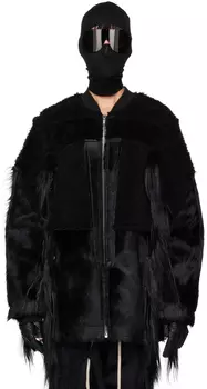 Черный бомбер из овечьей шерсти колледжа Rick Owens