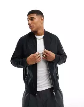 Черный бомбер на молнии из искусственной замши Jack & Jones Essentials