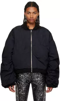 Черный бомбер с драпировкой Who Decides War