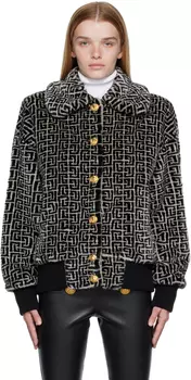 Черный бомбер с монограммой Off-White Balmain