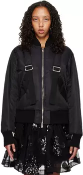 Черный бомбер с ремешком на талии Simone Rocha