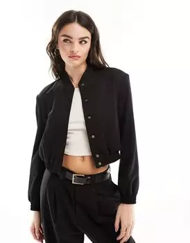 Черный бомбер с широкими плечами ASOS DESIGN