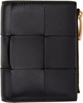 Черный бумажник с двойной молнией Bottega Veneta