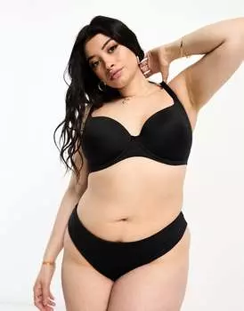 Черный бюстгальтер-футболка из микрофибры ASOS DESIGN Curve