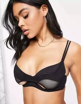 Черный бюстгальтер на косточках из микрофибры и сетки Willow Willow ASOS