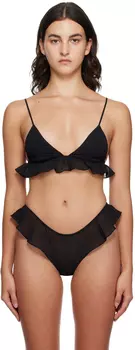 Черный бюстгальтер с флаттерами Fleur du Mal