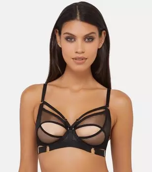 Черный бюстгальтер с сетчатым верхом Wolf & Whistle Alexa Wolf & Whistle, черный